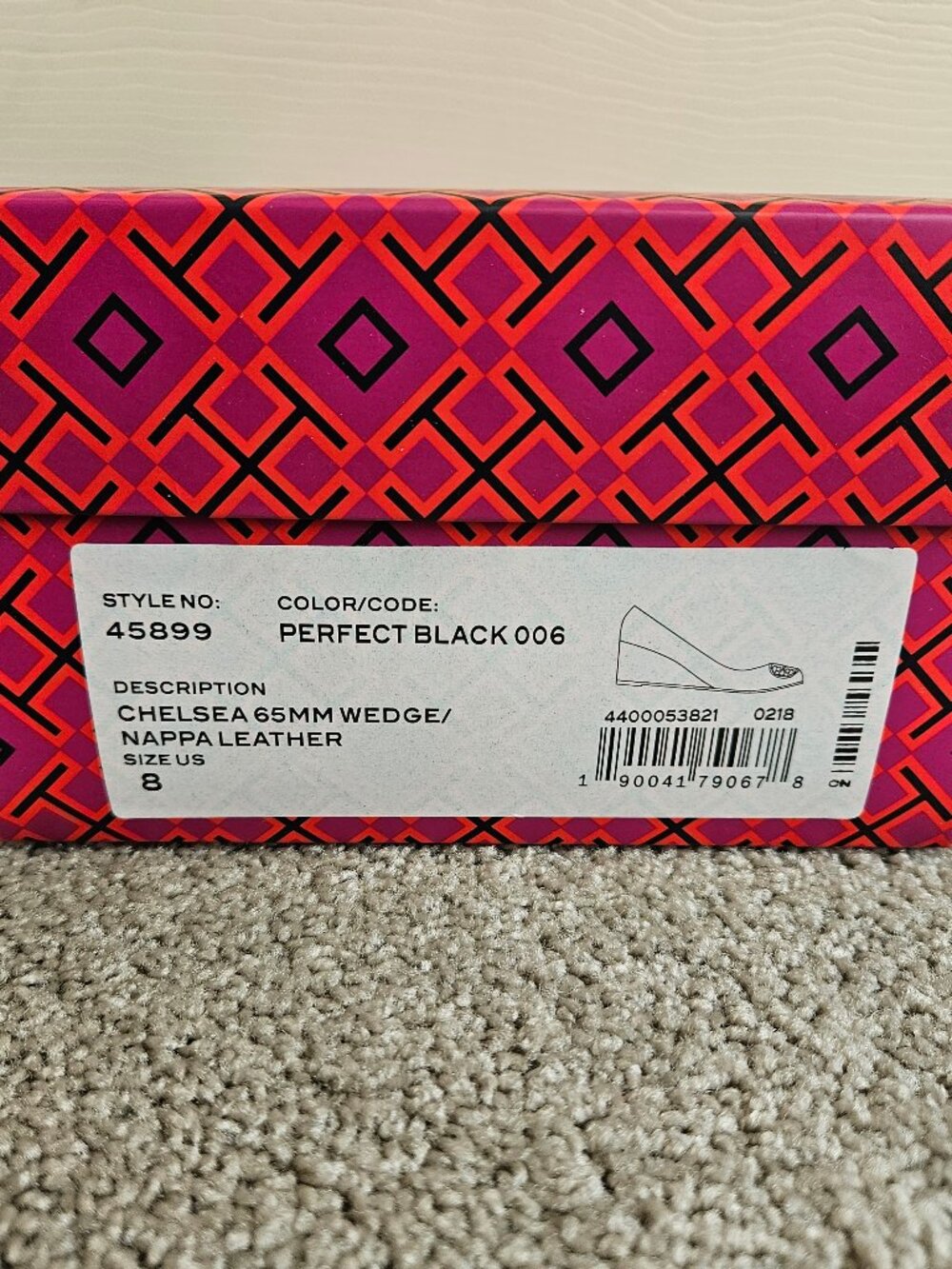 NIB Tory Burch Chelsea 65mm Wedge Pumps Black Napa Leather 8 - Picture 9 of 11